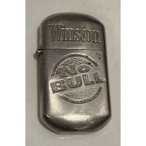 1993 Vintage Winston No Bull Refillable Zip Lighter Brand Tobacco Silver Metal